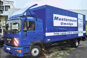 Lastwagen beschriftet